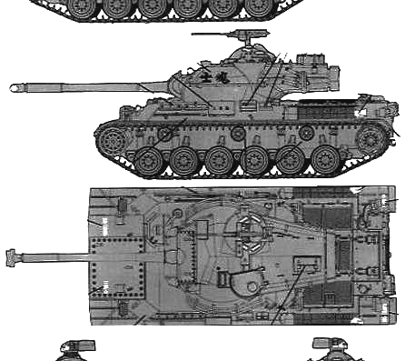 Танк JGSDF Type 61 - чертежи, габариты, рисунки