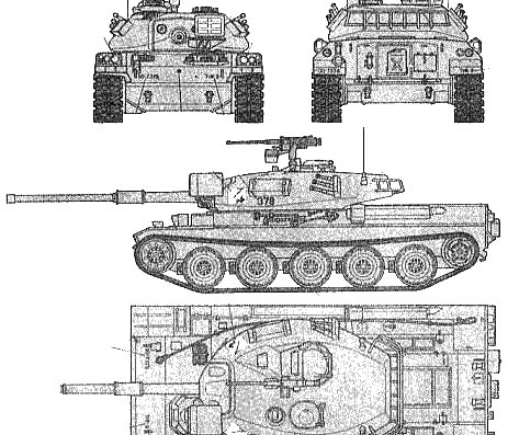 Tank JGSDF Type 74 - drawings, dimensions, figures