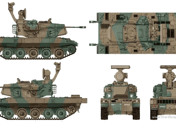 Танк JGSDF Type 87 AW - чертежи, габариты, рисунки