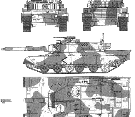Танк JGSDF Type 90 - чертежи, габариты, рисунки