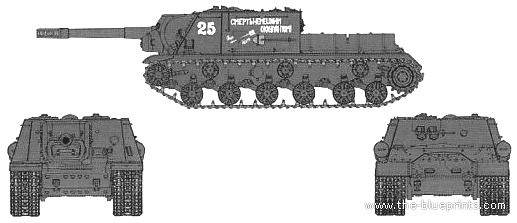 Танк JSU-152 - чертежи, габариты, рисунки