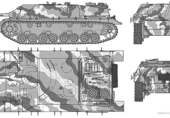 Танк Jagdpanzer IV L-48 - чертежи, габариты, рисунки