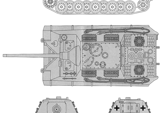 Танк Jagdtiger - чертежи, габариты, рисунки