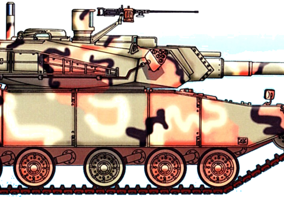 Танк K1A1 Rokit (Hyundai Type 88) - чертежи, габариты, рисунки