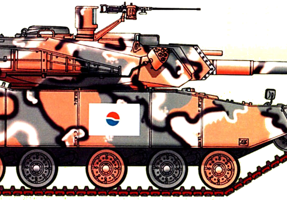 Танк K1 Rokit (Hyundai Type 88) - чертежи, габариты, рисунки