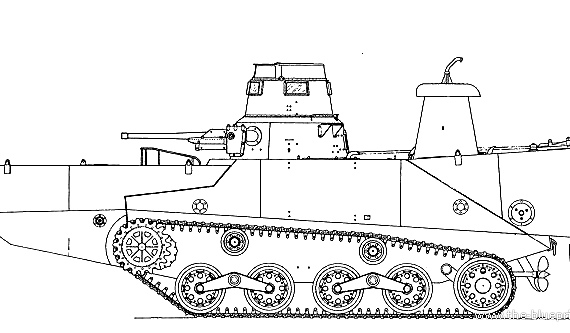 Танк KA-MI Amphibious Tank - чертежи, габариты, рисунки