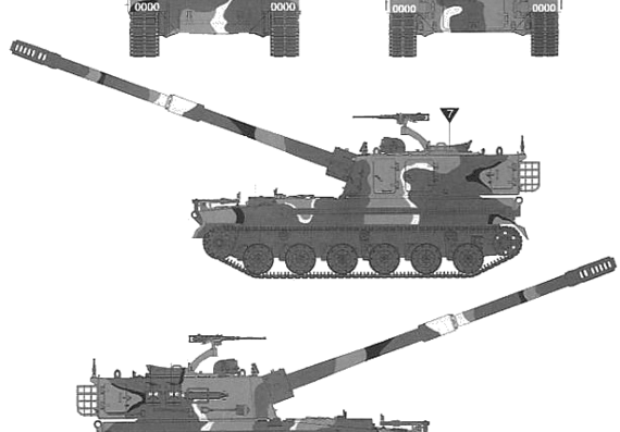 Tank KOR K9 155mm SPH - drawings, dimensions, figures