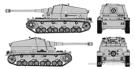 Танк K.Pz.Sfl. IVA Dicker Max 105mm - чертежи, габариты, рисунки