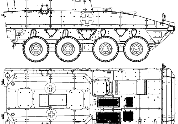 Tank KTO Rosomak - WEM - drawings, dimensions, figures