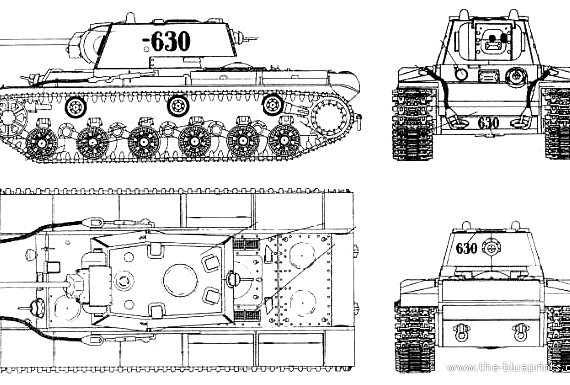 Танк KV-1B - чертежи, габариты, рисунки