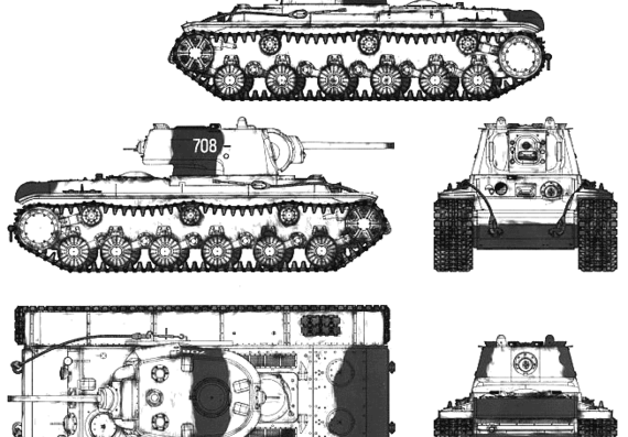 Танк KV-1 Casting Turret (1942) - чертежи, габариты, рисунки