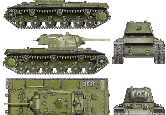 Танк KV-1 (Simplified Turret) - чертежи, габариты, рисунки
