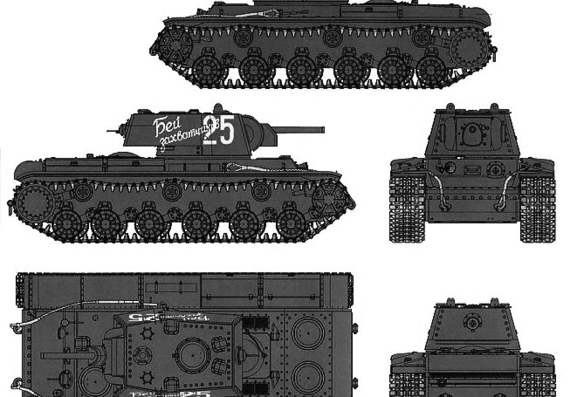 Танк KV-1 Welding Turret (1941) - чертежи, габариты, рисунки