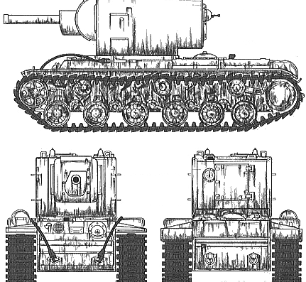 Танк KV-2 Gigant - чертежи, габариты, рисунки