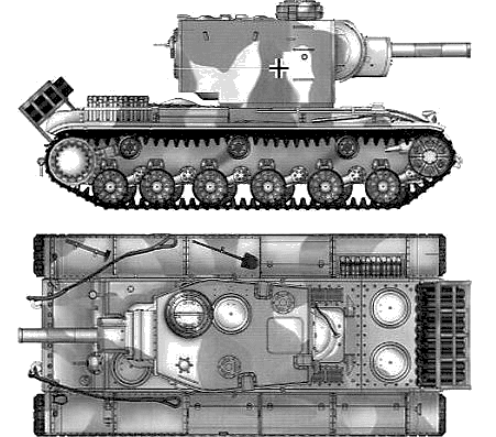Танк KV-2 Pz.Kpfw.754 - чертежи, габариты, рисунки