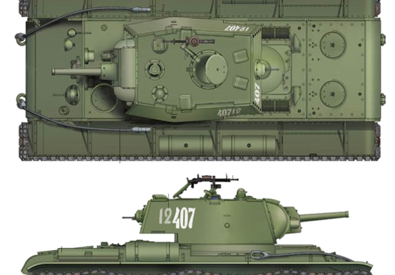 Танк KV-8S - чертежи, габариты, рисунки