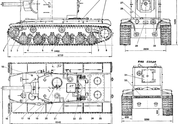 Tank KV 2 4a - drawings, dimensions, figures