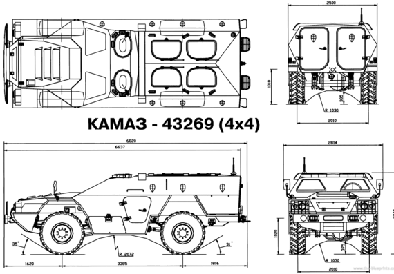 Танк KaMaZ 43269 - чертежи, габариты, рисунки