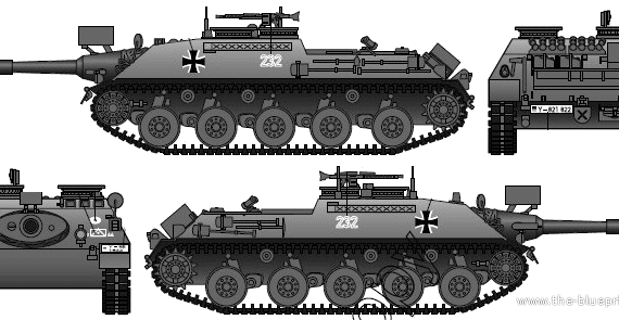 Танк Kanonenjagdpanzer - чертежи, габариты, рисунки