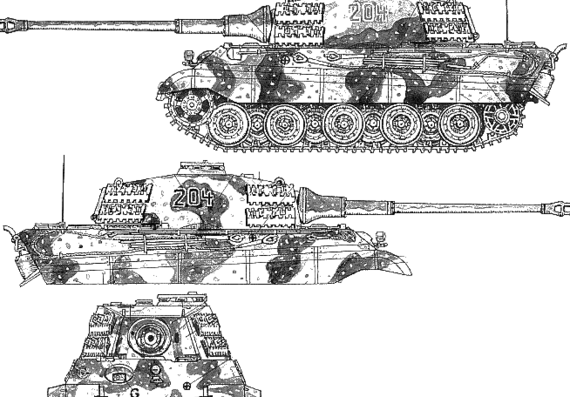 Tank King Tiger - drawings, dimensions, figures