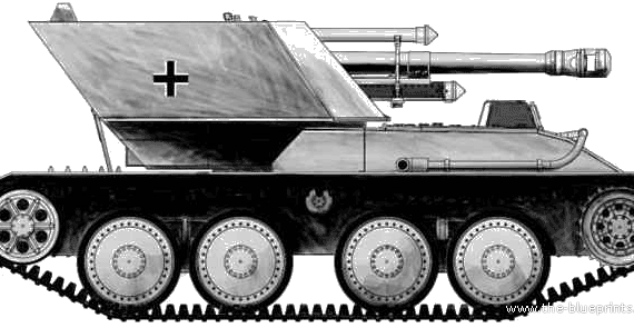 Танк Krupp-Ardelt Waffentrager 105mm leFH-18 - чертежи, габариты, рисунки