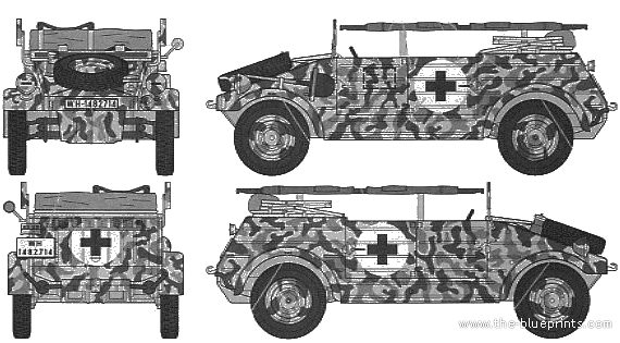 Танк Kubelwagen Ambulance - чертежи, габариты, рисунки