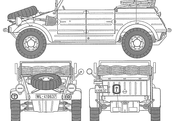 Танк Kubelwagen Type 82 Africa Corps - чертежи, габариты, рисунки