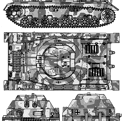 Танк Kugelblitz 3cm Flankpanzer IV - чертежи, габариты, рисунки