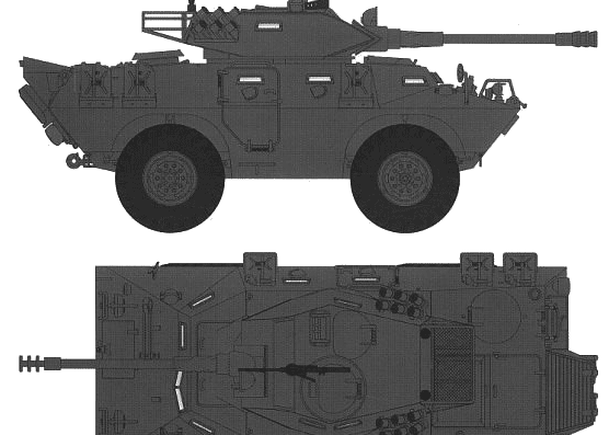 Танк LAV-150 Commando 90mm - чертежи, габариты, рисунки