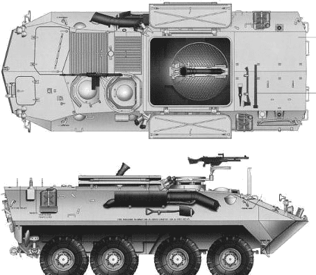 Танк LAV-M Chase-Gun Car - чертежи, габариты, рисунки