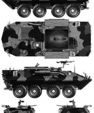 Танк LAV-M (Mortar Carrier Vehicle) - чертежи, габариты, рисунки