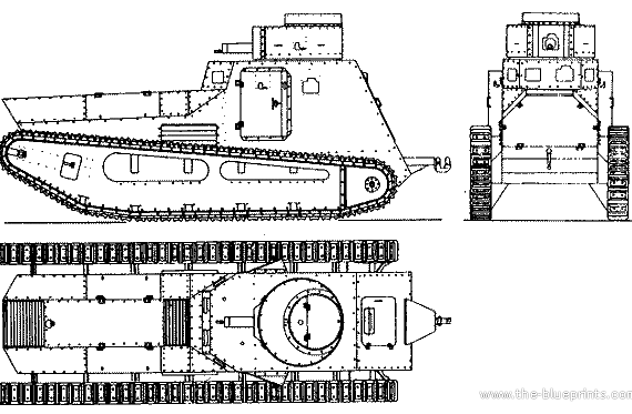 Танк LK-1 (1918) - чертежи, габариты, рисунки
