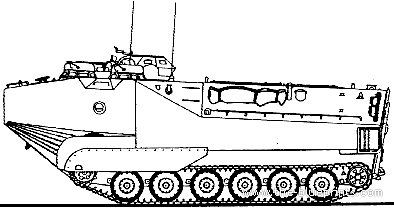 Танк LVTP-7 AAV-7 - чертежи, габариты, рисунки
