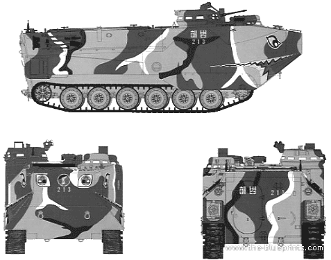 Танк LVTP-7 Amphibious Assault Vehicle - чертежи, габариты, рисунки