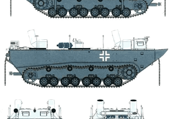 Танк LWS Pantzer Ferry (Armored Amphibian Tractor) - чертежи, габариты, рисунки