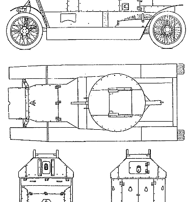 Танк Lanchester 4x2 Armoured Car (1915) - чертежи, габариты, рисунки