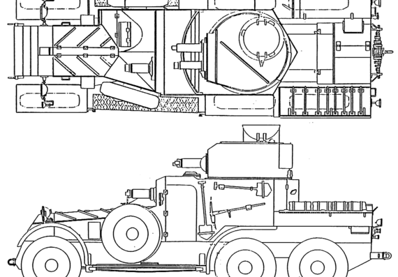 Танк Lanchester 6x4 Armoured Car Mk.II (1939) - чертежи, габариты, рисунки