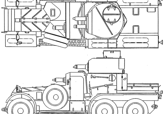 Танк Lanchester 6x4 Armoured Car Mk.I (1932) - чертежи, габариты, рисунки