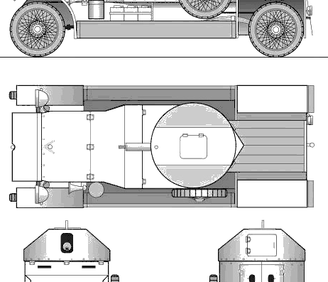 Танк Lanchester Armoured Car 1915 - чертежи, габариты, рисунки