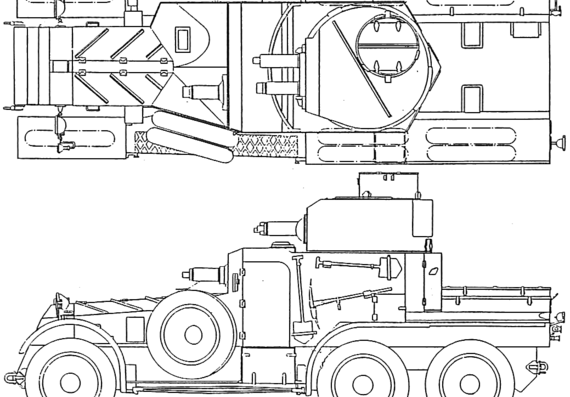 Танк Lanchester Armoured Car 6x4 Mk.I - чертежи, габариты, рисунки