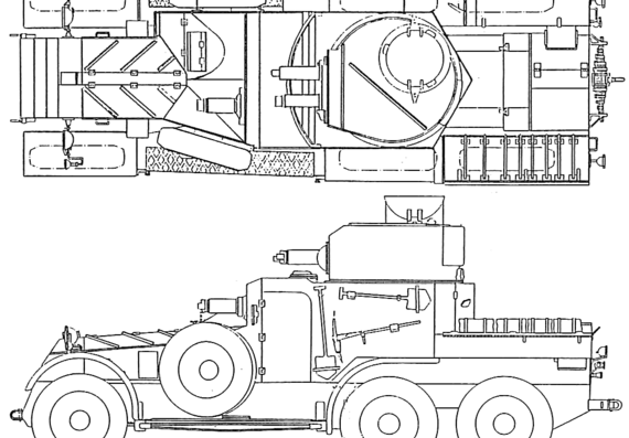 Танк Lanchester Armoured Car 6x4 Mk.II - чертежи, габариты, рисунки