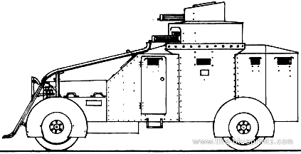 Танк Lancia 1Z Armoured Car WWI - чертежи, габариты, рисунки