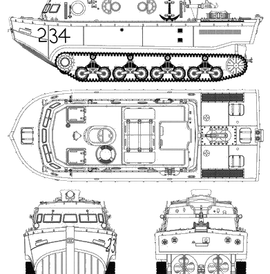 Land-Wasser-Schlepper tank - drawings, dimensions, pictures