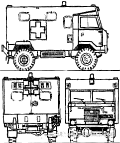 Танк Land Rover 101 FC Ambulance 1ton - чертежи, габариты, рисунки