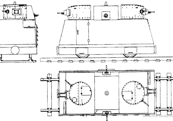 Танк Leningrad Armored Self-Propelled Railroad Car - чертежи, габариты, рисунки