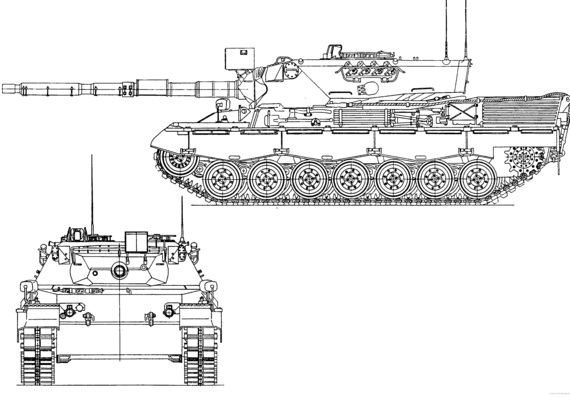Танк Leopard-1A4 - чертежи, габариты, рисунки