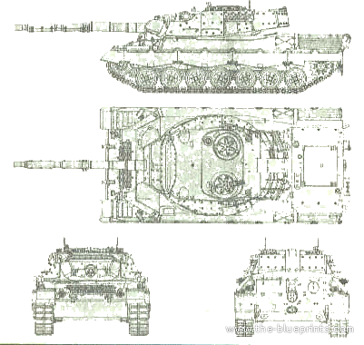 Танк Leopard-2 - чертежи, габариты, рисунки