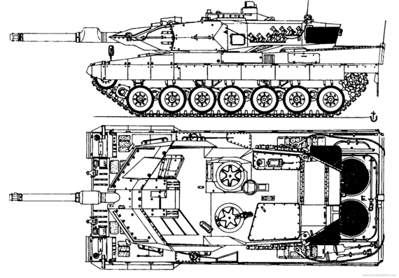 Танк Leopard-2A5 - чертежи, габариты, рисунки