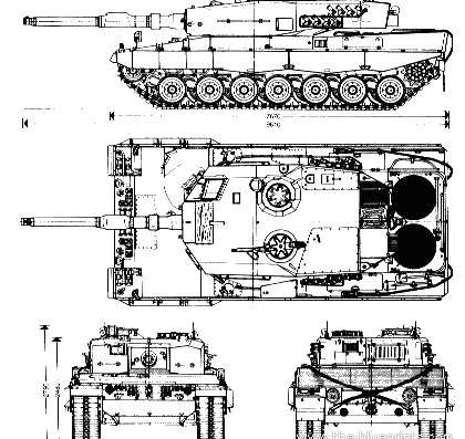 Танк Leopard - чертежи, габариты, рисунки