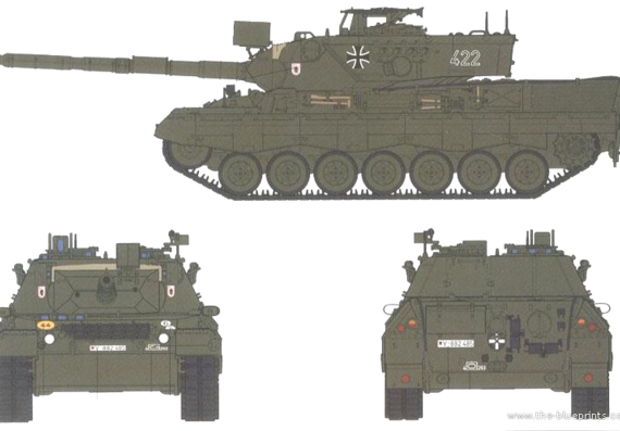 Танк Leopard 1A4 - чертежи, габариты, рисунки